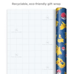 Hallmark Assorted Pokémon Wrapping Paper 3-Pack, 60 Sq. Ft. -Hallmark Store Pokmon Wrapping Paper for Kids Birthdays 5EWR2645 08
