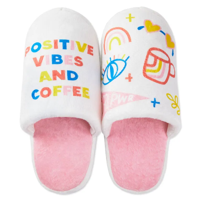 Hallmark Positive Vibes And Coffee Slippers With Sound, Small/Medium 1 Hallmark Positive Vibes And Coffee Slippers With Sound, Small/Medium