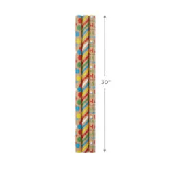 Hallmark Primary Birthday 3-Pack Kraft Wrapping Paper, 105 Sq. Ft. Total -Hallmark Store Primary Birthday 3Pack Kraft Wrapping Paper 5EWR6409 03