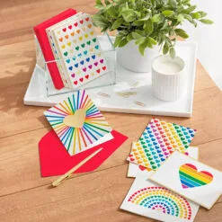 Hallmark Rainbow Hearts Boxed Blank Notes Assortment, Pack Of 24 9 Hallmark Rainbow Hearts Boxed Blank Notes Assortment, Pack Of 24 -Hallmark Store Rainbow Hearts Assorted Boxed Blank Note Cards 5STZ1178 05