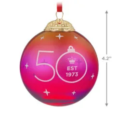 Hallmark Keepsake Ornament 50th Anniversary Christmas Commemorative Special Edition Glass And Metal Ornament 8 Hallmark Keepsake Ornament 50th Anniversary Christmas Commemorative Special Edition Glass And Metal Ornament -Hallmark Store Red Ball 50th Anniversary Keepsake Ornament 2499QGO2987 03