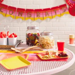 Hallmark Color Pop Party Decor Kit, Warm Ombré Stripe -Hallmark Store Red Pink and Yellow Party Supplies Banner Decor 5CLP1015 03