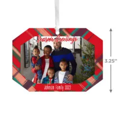 Hallmark Red Plaid Personalized Text And Photo Metal Ornament 5 Hallmark Red Plaid Personalized Text And Photo Metal Ornament -Hallmark Store Red Plaid Personalized Christmas Ornament 1OFM1001B1 03