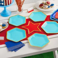 Hallmark Color Pop 60-Piece Tableware Premium Party Kit, Red Star 5 Hallmark Color Pop 60-Piece Tableware Premium Party Kit, Red Star -Hallmark Store Red Star Shape Plates Party in a Box Supplies 5CLP1013 03
