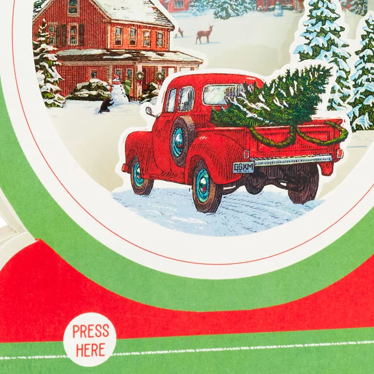Hallmark Red Truck Snow Globe Musical 3D Pop-Up Christmas Card With Motion 5 Hallmark Red Truck Snow Globe Musical 3D Pop-Up Christmas Card With Motion - Image 5