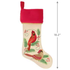 Hallmark The Beauty Of Birds Stocking -Hallmark Store RedWhite Birds and Holly Keepsake Stocking 1QSB6309 03