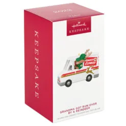 Hallmark Grandma Got Run Over By A Reindeer Musical Ornament -Hallmark Store Reindeer Express Delivery Truck Keepsake Ornament 2199QGO2639 04