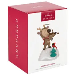 Hallmark Festive Fiddler Musical Ornament -Hallmark Store Reindeer Playing Violin Musical Keepsake Ornament 2199QGO2937 04