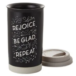 Hallmark Rejoice Repeat Ceramic Travel Mug, 12 Oz. 5 Hallmark Rejoice Repeat Ceramic Travel Mug, 12 Oz. -Hallmark Store Rejoice and Be Glad Ceramic Travel Mug 1SNN1065 03