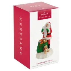 Hallmark Checking It Twice Ornament With Light And Sound 9 Hallmark Checking It Twice Ornament With Light And Sound -Hallmark Store Santa Checking His List Keepsake Ornament 2999QGO2657 04