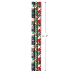 Hallmark Santa Fun 3-Pack Christmas Wrapping Paper Assortment, 120 Sq. Ft. -Hallmark Store Santa Fun Hallmark Mahogany Christmas Wrapping Paper 5JXW1037 04