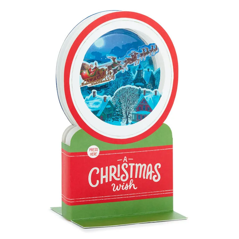 Hallmark Santa's Sleigh Snow Globe Musical 3D Pop-Up Christmas Card With Motion 3 Hallmark Santa's Sleigh Snow Globe Musical 3D Pop-Up Christmas Card With Motion - Image 3