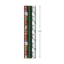 Hallmark Christmas Classics 3-Pack Reversible Wrapping Paper Assortment, 120 Sq. Ft. 8 Hallmark Christmas Classics 3-Pack Reversible Wrapping Paper Assortment, 120 Sq. Ft. -Hallmark Store Santa and Plaids Assorted Reversible Gift Wrap 5JXW1070 03