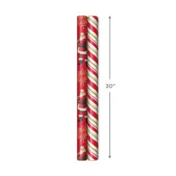 Hallmark Santa And Stripes 2-Pack Christmas Wrapping Paper Assortment, 160 Sq. Ft. -Hallmark Store Santa and Stripes Assorted Christmas Wrapping Paper 5JXW1055 04
