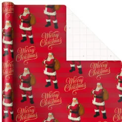 Hallmark Santa And Stripes 2-Pack Christmas Wrapping Paper Assortment, 160 Sq. Ft. -Hallmark Store Santa and Stripes Assorted Christmas Wrapping Paper 5JXW1055 05
