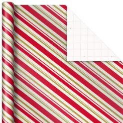 Hallmark Santa And Stripes 2-Pack Christmas Wrapping Paper Assortment, 160 Sq. Ft. -Hallmark Store Santa and Stripes Assorted Christmas Wrapping Paper 5JXW1055 06