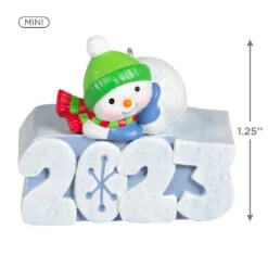 Hallmark Mini A Snowy 2023 Ornament With Light, 1.25" -Hallmark Store Snowman 2023 Keepsake Ornament 1299QXM9209 03