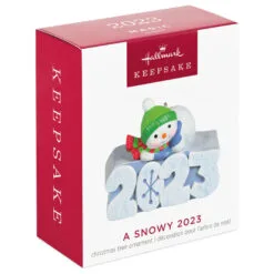 Hallmark Mini A Snowy 2023 Ornament With Light, 1.25" -Hallmark Store Snowman 2023 Keepsake Ornament 1299QXM9209 04