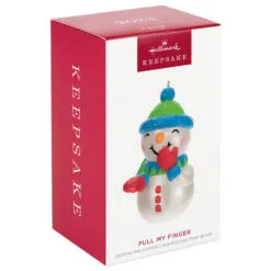 Hallmark Pull My Finger Snowman Ornament With Sound -Hallmark Store Snowman With BlueGreen HatScarf Keepsake Ornament 2199QGO2829 04