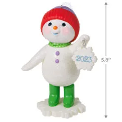 Hallmark Sweet Snowman 2023 Ornament -Hallmark Store Snowman With Snowflake Ornament Keepsake Ornament 3999QGO2777 03