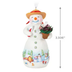 Hallmark Snowtop Lodge Terran S. Gardner Porcelain Ornament 8 Hallmark Snowtop Lodge Terran S. Gardner Porcelain Ornament -Hallmark Store Snowman with Flower Pot Keepsake Ornament 2299QXR8119 03