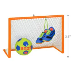 Hallmark Soccer Star 2023 Ornament -Hallmark Store Soccer Goal Shoes and Ball Keepsake Ornament 1399QGO2689 03