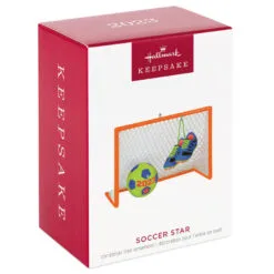 Hallmark Soccer Star 2023 Ornament -Hallmark Store Soccer Goal Shoes and Ball Keepsake Ornament 1399QGO2689 04