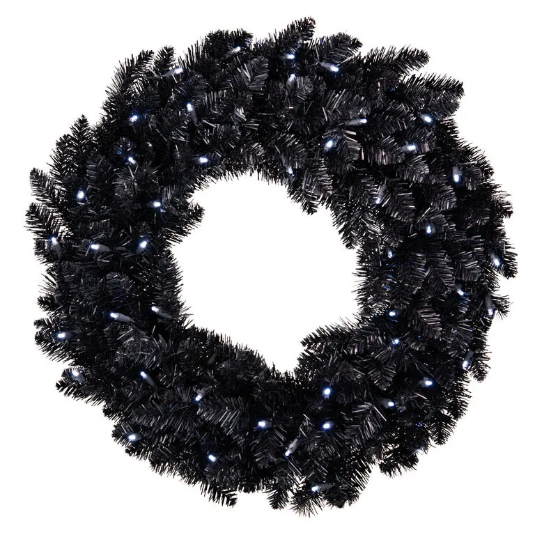Hallmark Black Pre-Lit Wreath, 30" 1 Hallmark Black Pre-Lit Wreath, 30"