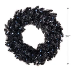 Hallmark Black Pre-Lit Wreath, 30" 4 Hallmark Black Pre-Lit Wreath, 30" -Hallmark Store Star Galaxy Black Artificial Wreath With Lights 1QSB6306 03