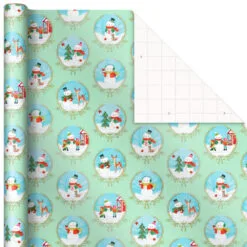 Hallmark Pastel Christmas Prints 3-Pack Wrapping Paper, 120 Sq. Ft. -Hallmark Store Storybook Scenes 3Pack Christmas Wrapping Paper 5JXW1081 03