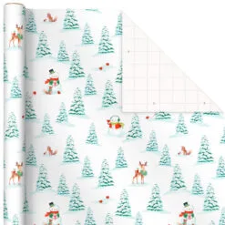 Hallmark Pastel Christmas Prints 3-Pack Wrapping Paper, 120 Sq. Ft. -Hallmark Store Storybook Scenes 3Pack Christmas Wrapping Paper 5JXW1081 05