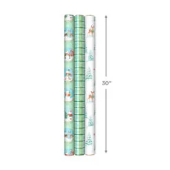 Hallmark Pastel Christmas Prints 3-Pack Wrapping Paper, 120 Sq. Ft. -Hallmark Store Storybook Scenes 3Pack Christmas Wrapping Paper 5JXW1081 07