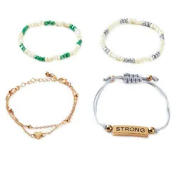 Hallmark Strong And Courageous Bracelets, Set Of 4 -Hallmark Store Strong and Courageous Beaded and Gold Bracelets 1REL1080 02