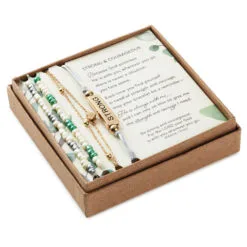 Hallmark Strong And Courageous Bracelets, Set Of 4 -Hallmark Store Strong and Courageous Beaded and Gold Bracelets 1REL1080 03