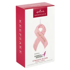 Hallmark Strength Within Pink Ribbon Porcelain Ornament Benefiting Susan G. Komen® -Hallmark Store Susan G Komen Pink Ribbon Keepsake Ornament 1999QXI7427 04