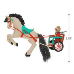 Hallmark A Pony For Christmas 2023 Ornament 8 Hallmark A Pony For Christmas 2023 Ornament -Hallmark Store Teddy Bear in Horse Chariot Keepsake Ornament 1799QXR8039 03