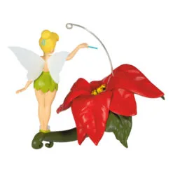 Hallmark Disney Tinker Bell Pixie-Dusted Poinsettia Ornament -Hallmark Store Tinker Bell on Flower Keepsake Ornament 2099QXD6637 06