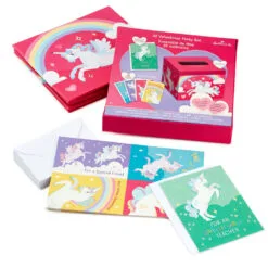 Hallmark Colorful Unicorn Classroom Valentines Set With Light-Up, Musical Mailbox -Hallmark Store Unicorn Kids Classroom Exchange Valentines and Box 5VBX2959 05