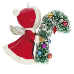 Hallmark Vintage Angel Porcelain Ornament -Hallmark Store Vintage Angel With Candy Cane Keepsake Ornament 2499QXT4127 06