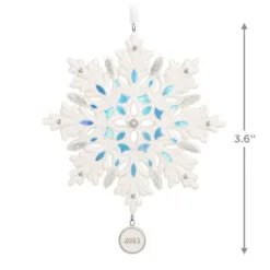 Hallmark Snowflake 2023 Porcelain Ornament 8 Hallmark Snowflake 2023 Porcelain Ornament -Hallmark Store White Blue and Silver Snowflake Keepsake Ornament 1999QGO2957 03