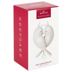 Hallmark Our Anniversary 2023 Porcelain Ornament -Hallmark Store White Love Birds Anniversary Keepsake Ornament 1999QHX3069 04