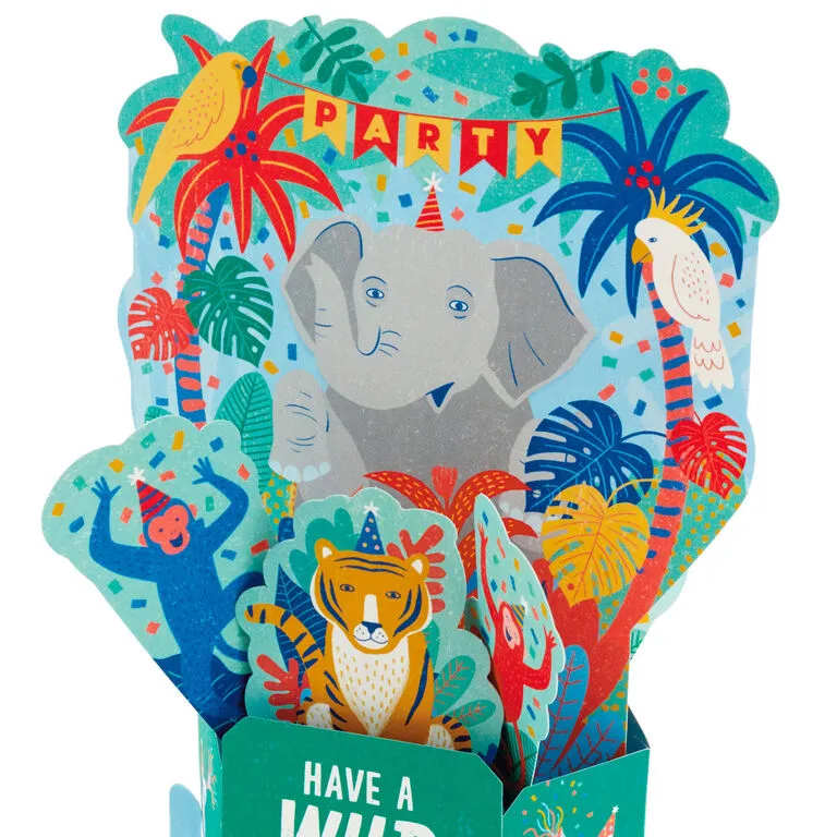 Hallmark Wild Animal Party Boxed Pop-Up Birthday Cards, Pack Of 8 4 Hallmark Wild Animal Party Boxed Pop-Up Birthday Cards, Pack Of 8 - Image 4