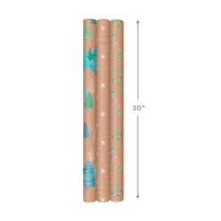 Hallmark Winter Nature Kraft Prints 3-Pack Christmas Wrapping Paper, 90 Sq. Ft. -Hallmark Store Winter Nature 3Pack Christmas Wrapping Paper 5JXW1051 04